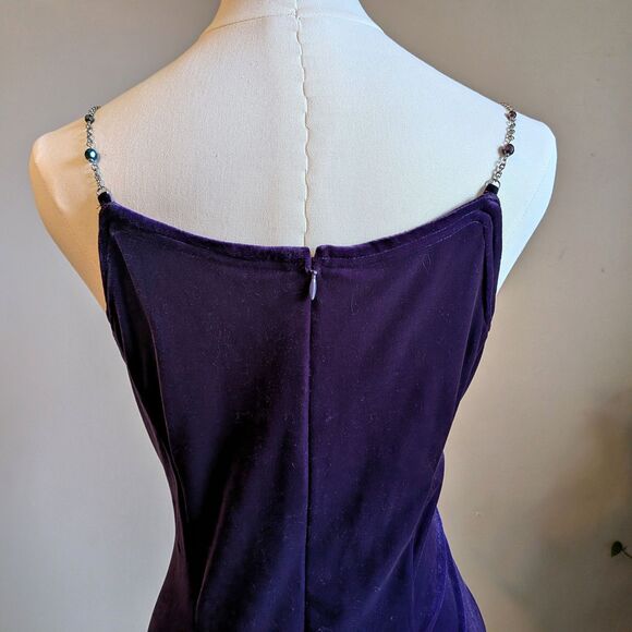 Vintage 90s Scott McClintock Purple Velvet Gown Maxi Dress Whimsygoth Size 5/6 - Picture 6 of 12